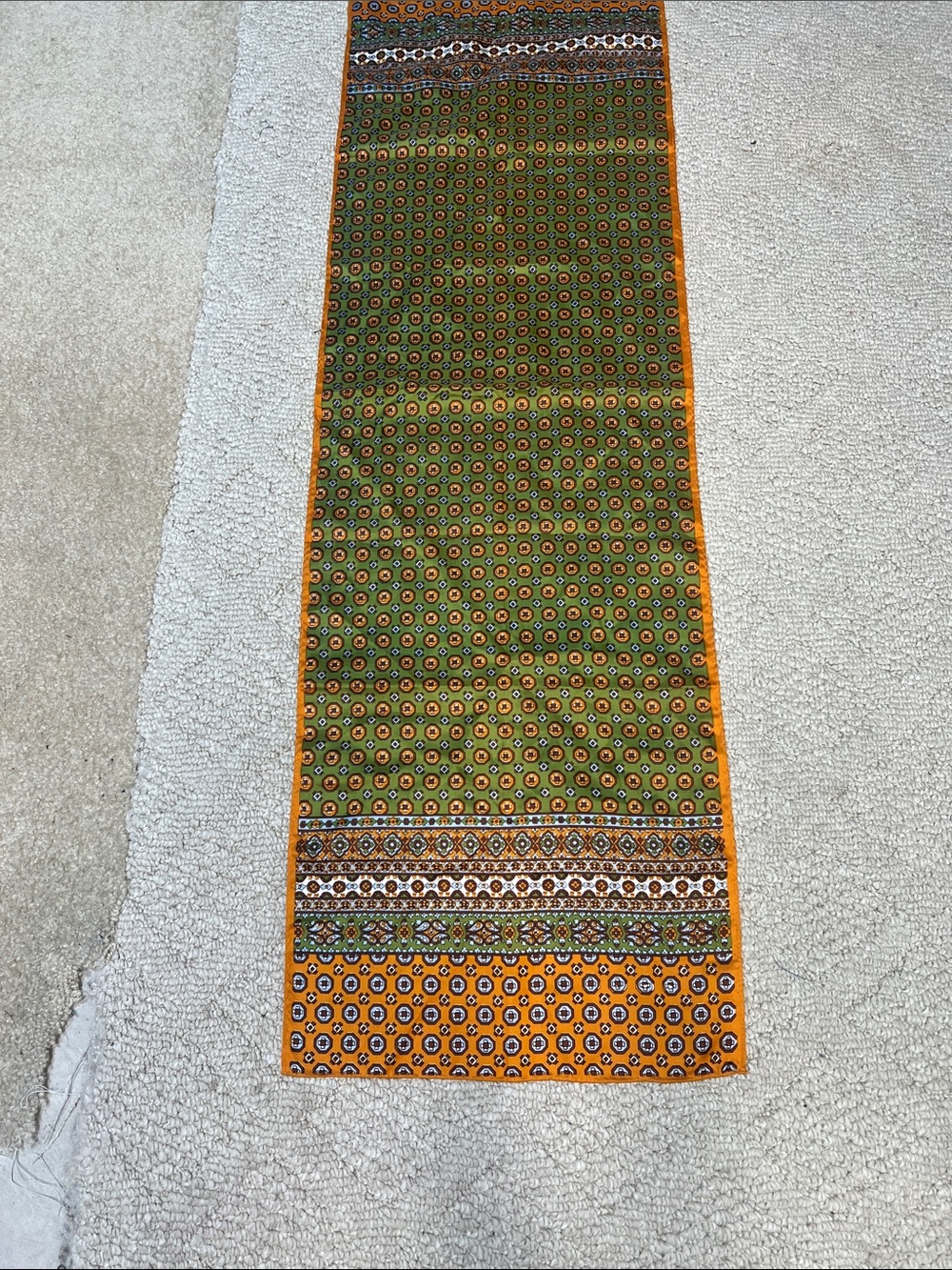 Vintage Glentex Scarf Made in Japan Orange Green Geometric 44” x 13”